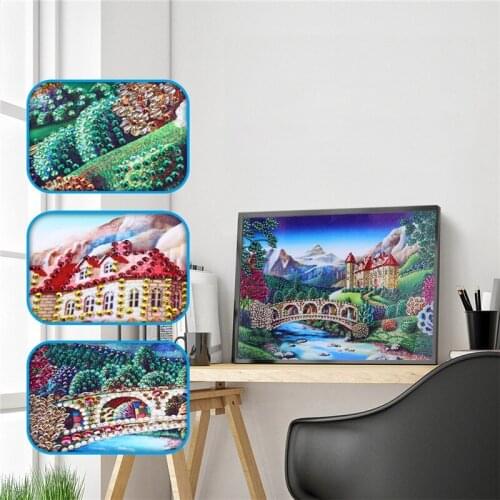 Castle Picture Diamond Painting Special Shaped Round Crystal 5D DIY Diamond Painting Embroidery Cross Stitch Kids Room Decor