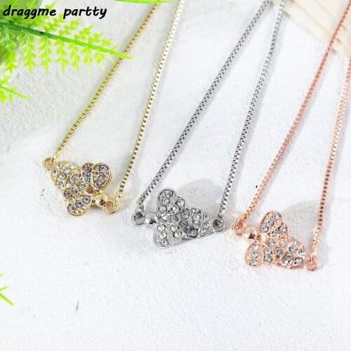 Cute Cubic Zirconia Bee Charm Bracelets For Women Men Chain Crystal Bracelet Adjustable Animal Femme Jewelry Femme
