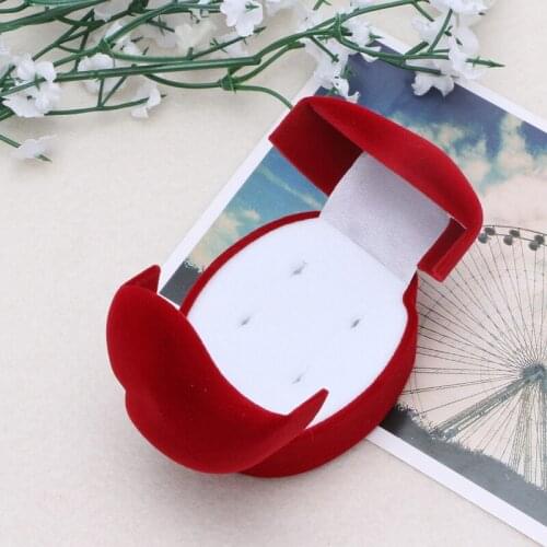 1Pcs Red color Velvet Engagement Wedding Couple Ring Earring Jewelry Display Storage Box Case