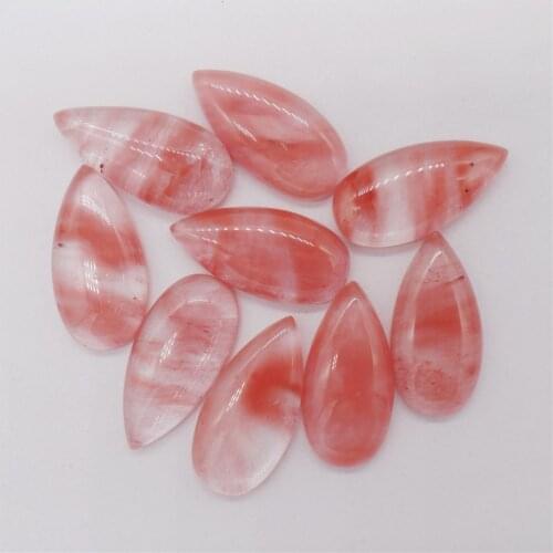 10Pcs 30x15x6mm Red Cherry Quartz Teardrop Cab Cabochon For DIY Jewelry Making Necklace Accessories Exquisite Gift