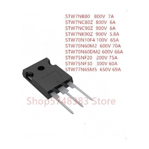 10PCS/LOT STW7NB80 STW7NC80Z STW7NC90Z STW7NK90Z STW70N10F4 STW70N60M2 STW70N60DM2 STW75NF20 STW75NF30 STW77N65M5 TO-247