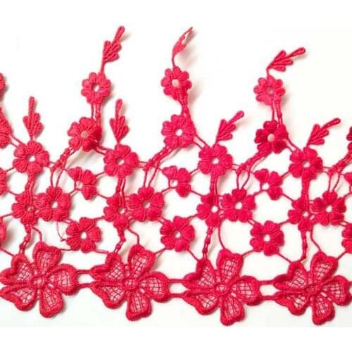 14Yards Water Soluble Lace Trim White Black Red Sapphire Flower Embroidered Diy Handmade Patchwork Ribbon Sewing Supplies Crafts