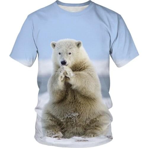 2020 Newest Bear 3D Print Animal Cool Funny T-Shirt Men Short Sleeve Summer Tops Tees Fashion Streetwear T Shirt Size XXS-6XL