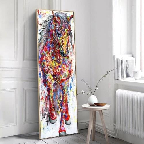 Abstract Horse Oil Paintings on Canvas Animal Wall Posters and Prints The Standing Horse Pictures For Modern Home Decoration