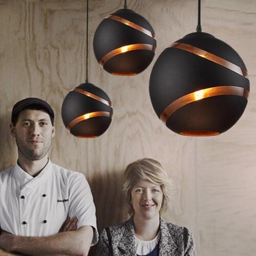 American Vintage Black Glass Pendant Lights Living Room Nordic Led Hanglamp Loft Industrial Hanging Lamp Decor Luminaire E27