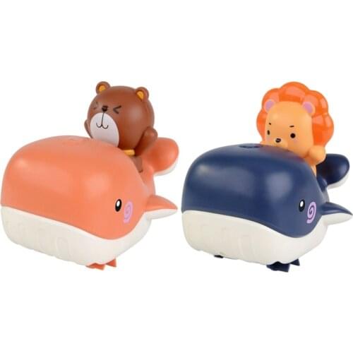 FBIL-Baby Bathing Toys Clockwork Whale Wind Up Car Play Water Pool Shower Bathroom Kids Pool Bathtub Baby Water Toys