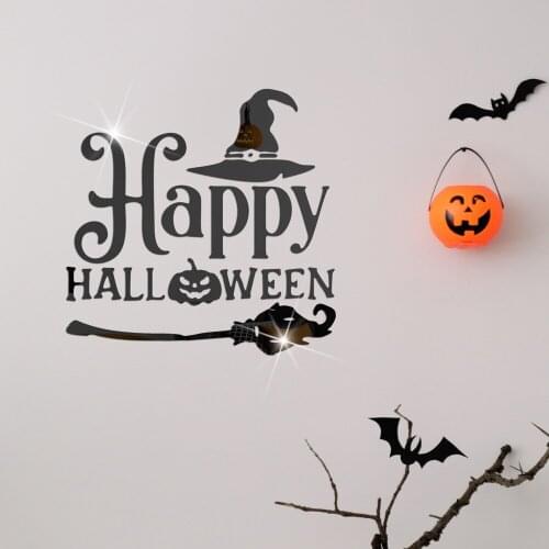 Halloween Festiva Wall Stickers Acrylic Mirror Pumpkin Wall Decor Door Stickers Halloween Party Decoration pegatinas de pared