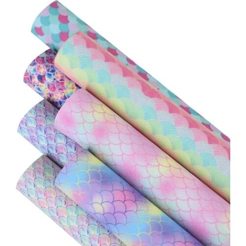 HSDLeather 20x34cm hsd- Genuine Fish scale series Synthetic Leather for DIY