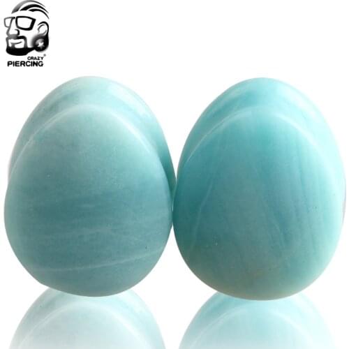 Teardrop Amazonite stone Ear Plugs Tunnel Piercings Earring Gauges Ear Expanders Stretcher Plug Ear Body Piercing Jewelry
