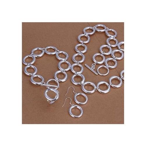 Wholesale Fashion Jewelry Set, M925 Silver color Necklace and Bracelet/Earrings rings Set . Nice Jewelry. Good S048