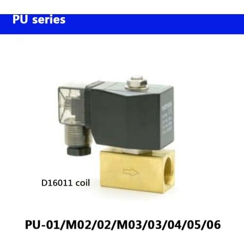 PU series PU-03/04/05/06/08/10 Normally Close 2 Way direct actuated mini Brass water solenoid valve BSP thread D16011 coil