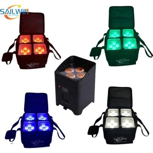 Sailwin 4X18W RGBWA UV 6in1 APP Stage LED Uplighting DMX IR Control WiFi Wireless Battery Operated LED Mini PAR Lights With Bag