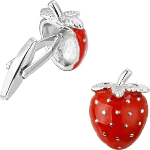 KC 2017 Mens jewelry fashion French cuffs cufflinks enamel fresh red fruits, strawberries cufflinks wholesale and retail
