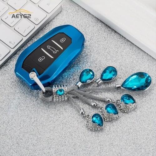Soft TPU Car Remote Key Full Cover Case For Peugeot 5008 3008 DS5 DS6 208 DS3 For Citroen C4 C5 X7 C4L C6 C3-XR Picasso Keychain