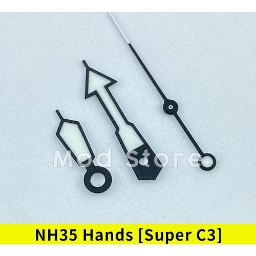 Black Watch Hands Set MOD SKX SRP 4R35 7S26 NH35 NH36 Super C3 Lume