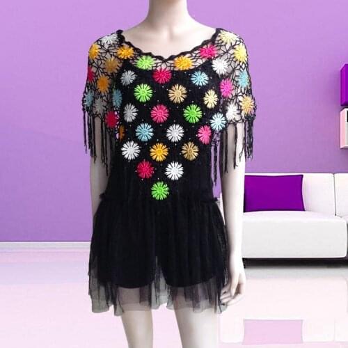 Cover Ups Lace Hook Flower Hollow Out Shawl Capelet Crochet Tassel Shawl Poncho Sun Protection Cover-ups Lady Cape Women