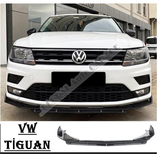 For VOLKSWAGEN TIGUAN Front Bumper Attachment Lip 2007-2021 Piano Glossy Black Splitter Diffuser Universal Spoiler Bumper Flaps