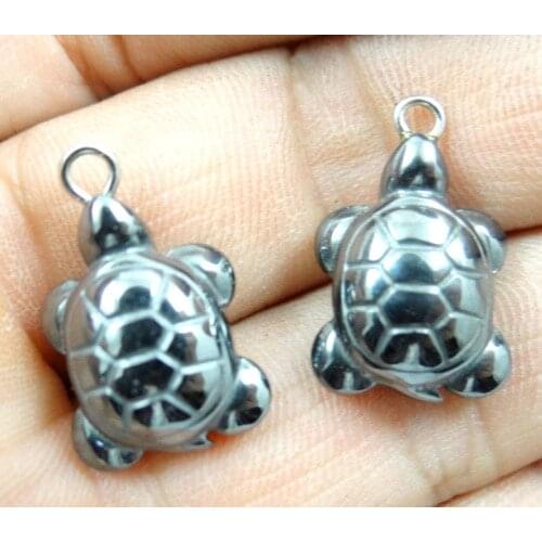Natural Quartz crystal Titanium Hematite hand-Carved tortoise Gem pendant for diy jewelry making necklace Accessories4pcs