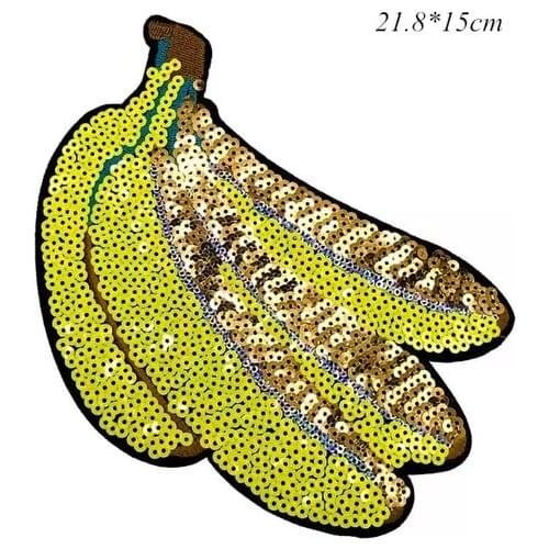 New Arrival Yellow Banana Sequined Sew on Patches for Clothes T-shirt Fruit Sequins Appliques Decoration Patch DIY 1 Piece
