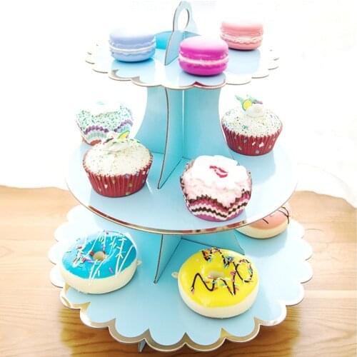 Disposable 3-Layer Round Birthday Cupcake Dessert DIY Paper Craft Stand Dessert Display Rack Wedding Party Supplies Cake Tools