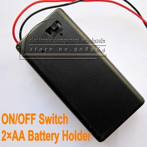 Wholesale 20pcs 2 x AA 2AA Battery case box holder and cover with on/off switch
