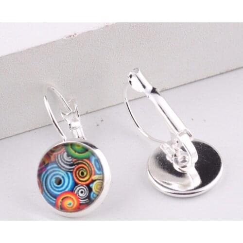 Onwear 40pcs silver plated metal blank cabochon settings 12mm cameo earring base trays diy findings for earrings making