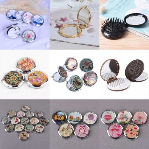 Portable Double Sides Folding Mirrors Foldable Woman Cosmetic Mini Beauty Magnifying Mirror Pocket Metal Makeup Compact Mirror