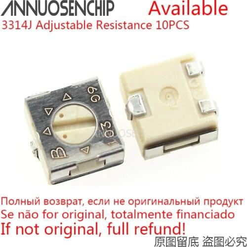 10PCS 3314J 100R 200R 500R 1K 2K 5K 10K 20K 50K 100K 200K 500K 1M ohm 3314J-1 Adjustable Resistance Potentiometer 5X5 5*5 102