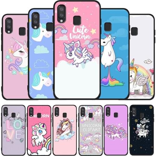 Rainbow unicorn Black Phone Case For Samsung Galaxy A71 A51 A41 A31 A20E A10 A20 A40 A50 A70 M30S M20 A7 A8 A9 2018