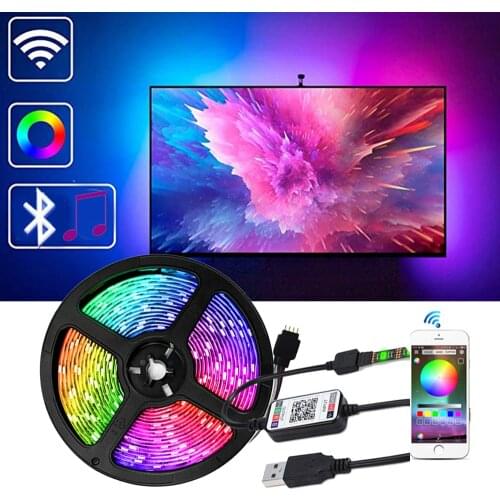 Bluetooth Control RGB LED Strip DC 5V USB 5050 30leds/m Ribbon Tape Flexible Light Strip TV Background Lighting 1m 2m 3m 4m 5m