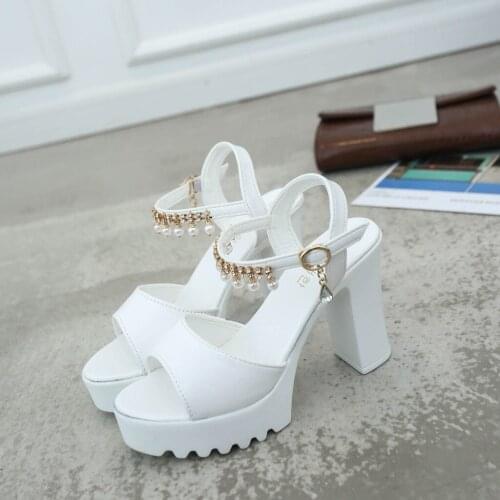 Summer Ladies Sandals Women Shoes Fish Mouth Rhinestone Platform High Heels Sandals Buckle Strap Shoes Woman Casual Women Sandal