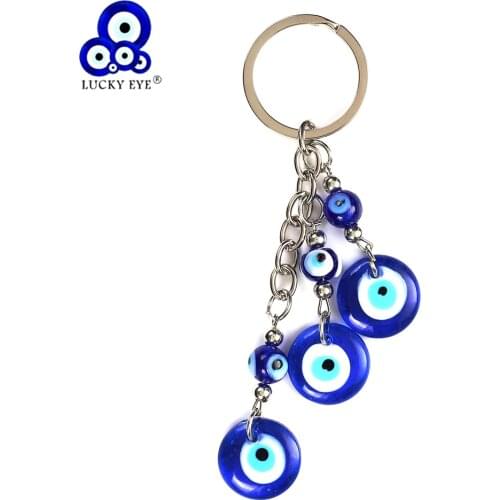 Lucky Eye Blue Glass Evil Eye Charms Keychain Tassel Glass Pendent Key Chain Alloy Car Key Chain Fashion Jewelry EY5043