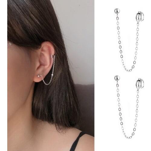 1PC Earrings Jewelry Fashion Personality Metal Ear Clip U Shape Tassel Earring For Women Gift Pendientes Ear Cuff