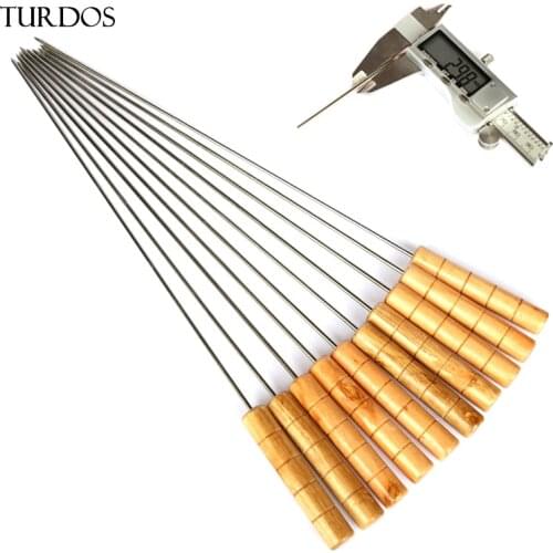 TURDOS 10-Pack Skewers 201 Stainless Steel for shish Kebab Stick Barbecue Tools Charcoal Grills Forks High Strength Roast Party
