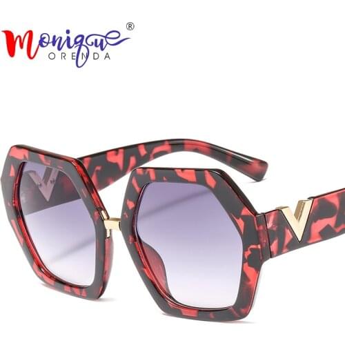Vintage hexagon sunglasses women brand gradient geometric PC frame metal decoration legs sun glasses men ladies oculos de sol