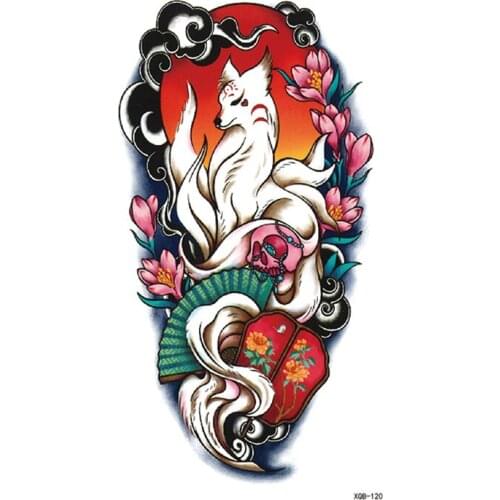 Nine-tailed White Fox Waterproof Temporary Tattoos Men Tattoo Body Art Tatuajes Temporales Henna tattoo Sleeves Tatoo Sticker