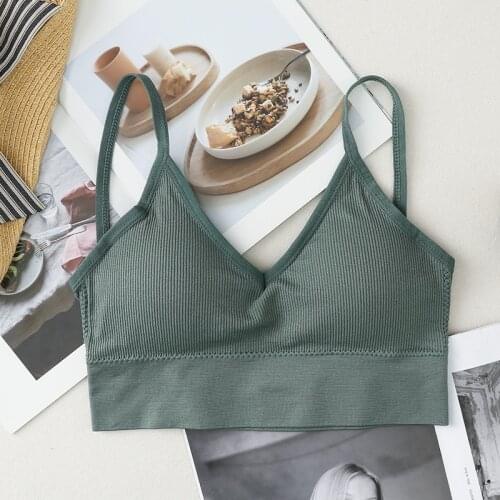 ATHVOTAR Women V-Neck Tube Top Bralette Soild Color Push Up Bra Padded Wireless Thin Shoulder Strap Top Bra Underwear
