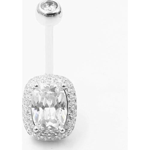 925 Sterling Silver Belly Button Ring Fashion CZ Navel piercing Ring Body Jewelry 1Pc For women