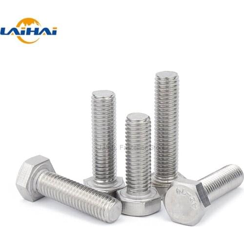 10pc M3 M4 M5 M6 M8 A2 304 Stainless Steel Metric Threaded DIN933 External Hex Hexagon Head Cap Screw Bolt Thread Dia 3/4/5/6mm
