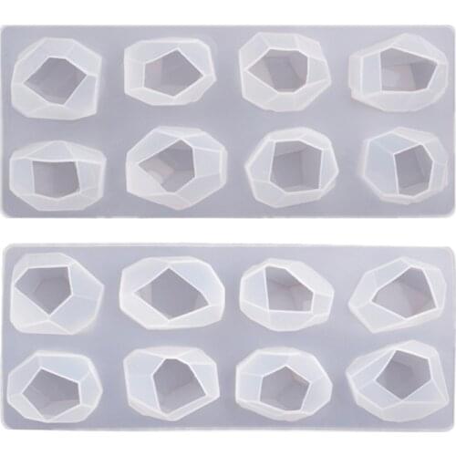 2 Styles Irregular Geometric Section Crystal Ore Epoxy Resin Mold Stones Ornaments Making Silicone Mould DIY Crafts