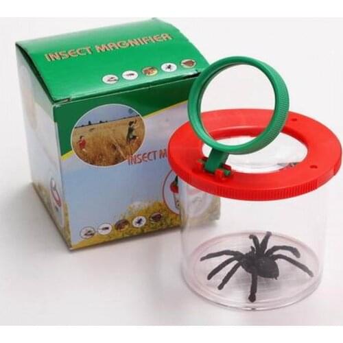 200pcs/Lot Bug Box Magnify Insects Viewer Boxes 2 Lens 4x Magnification Magnifier Childs Kids Toy Entomologists
