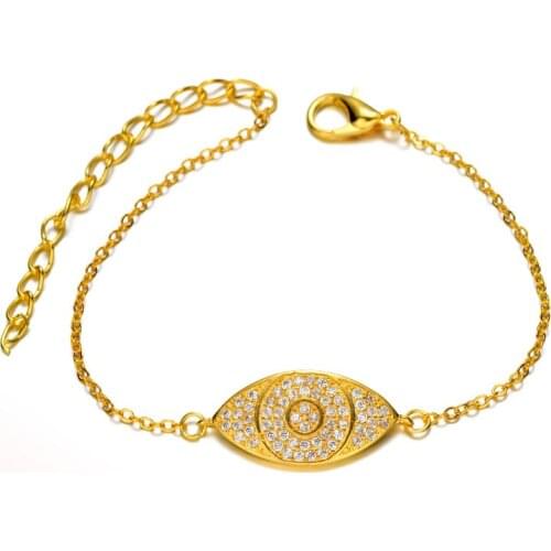 2019 Micro Pave Cubic Zirconia Evil Eye Bracelets Bangles Handmade Copper CZ Link Chain Bracelet For Women Men Charm Pulseras