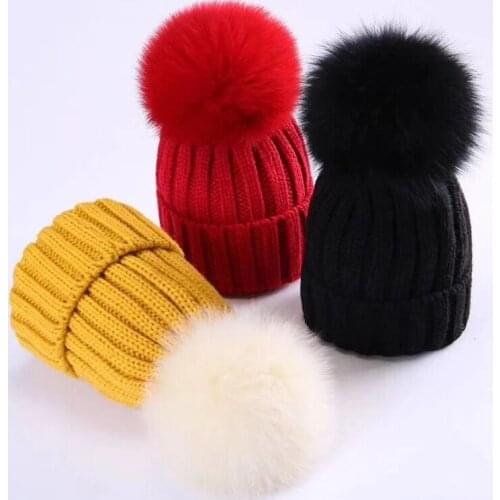 2021 real Raccoon fox fur pompom women hats brand winter hat for women High quality beanies cap bonnet femme girls casual hat