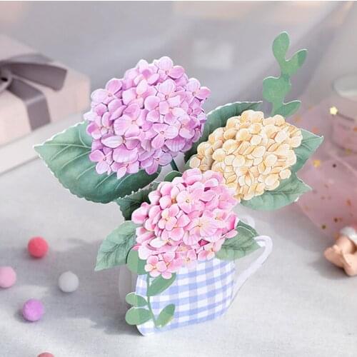 3D Handmade 3 Colors Hydrangea Paper Invitation Greeting Cards PostCard Thanksgiving Day Teacher Mothers Day Birthday Gift