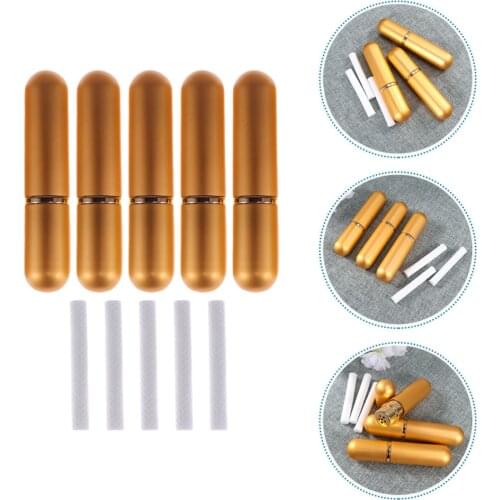 5 Sets Empty Nasal Inhalers Perfume Tubes with Cotton Wicks for Aromatherapy