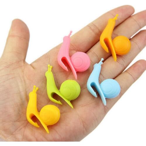 5pc Cute Snail Wineglass Label For Tea Bag Hanging Mug Cup Clip Tea Infuser Party Supplies Novelty Product Color Random