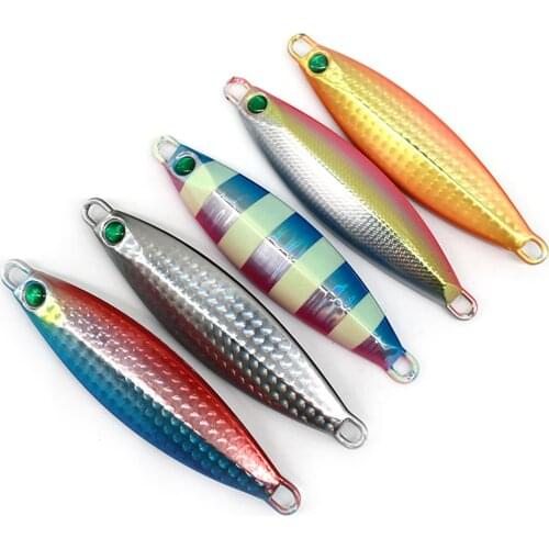 5PCS Deep sea Fishing Jigging Glow Slow Jig Jigbait Spoon Lure Hook baits 100g