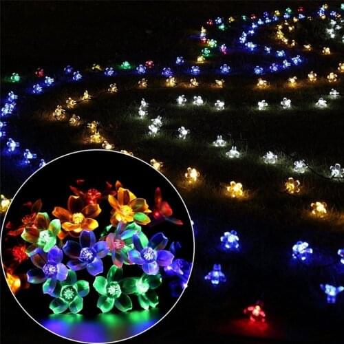 50 LED Waterproof Solar Lamp String Light Flower Fairy Light Outdoor Christmas Festival Garden Party Wedding Decoration Lamp