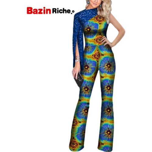 Jumpsuit for Elegant Lady Evening Dresses Hot Sell African Wax Print Cotton Custom Office Women African Jumpsuit Clothing WY7510