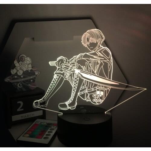 Anime Attack on Titan 3d Lamp Levi Ackerman light for Bedroom Decoration Kids Gift Attack on Titan LED Night Light Levi